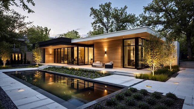 Modern house with pool and garden