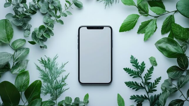 Phone with empty screen on white background
