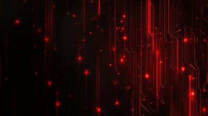 A dark background with red lights and circuit board patterns creating a futuristic and technological ambiance