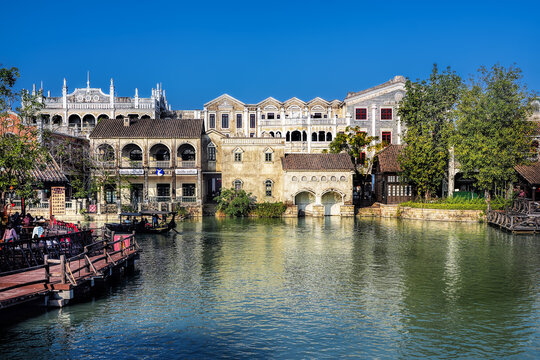 Jiangmen city, Kaiping, Guangdong, China. Chikan Ancient Town  was built in 1649, designated as a National Historic and Cultural town,  example of the quaint architectural style and folk customs. 