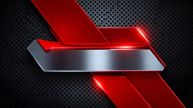 Red and silver geometric shapes on perforated metal