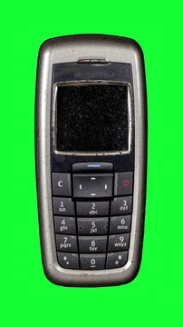 retro and old mobile telephones, in a sequence vertical