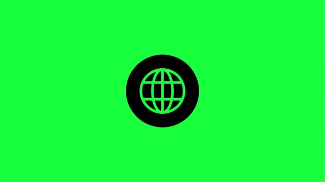 Modern globe icon on green screen for video intro or animation