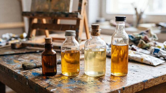 Oil Painting Mediums - Linseed Oil Turpentine Damar Varnish