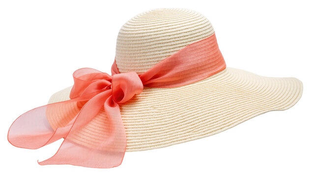 Elegant straw sun hat with a beautiful pink ribbon bow, perfect for summer fashion