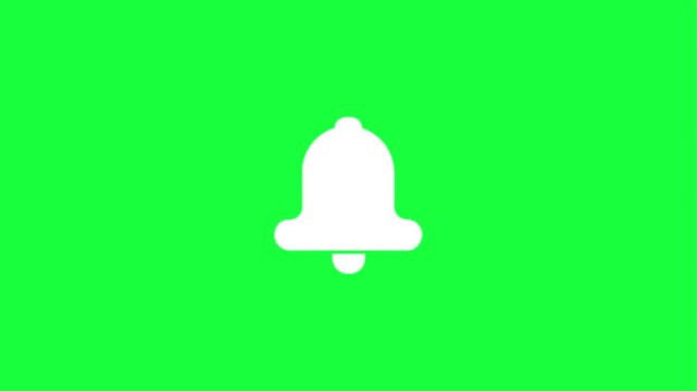 Animated bell icon on green screen for notification concept