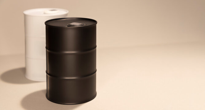 Oil barrels, dollar bills. Rising prices of energy resources concept