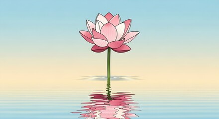 Fototapeta premium Pink Lotus Flower Reflection for Buddha Purnima Vector Illustration