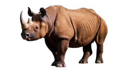 Majestic black rhinoceros stands powerfully in full profile, a magnificent wild animal © Michal