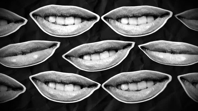 A looping background featuring fun stop motion style cut out mouths.
