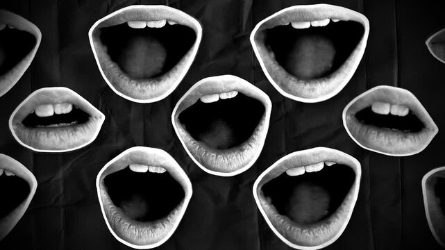 A looping background featuring fun stop motion style cut out mouths.
