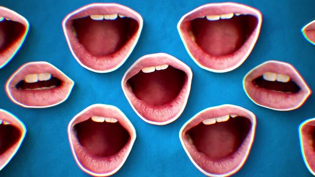 A looping background featuring fun stop motion style cut out mouths.
