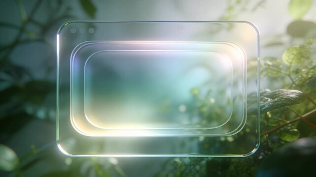 Vertical video: Glass plate glowing with sun shifting, rings and glints showing three holes for UI