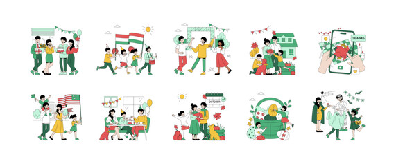 Obraz premium Family Celebrations and Festive Vector Illustrations
