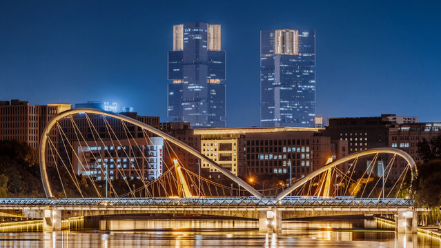 Night view of Bridge in Zhengzhou, Henan Province, China