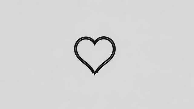 Starting arc, centered animated black strokes building heart on gray field forming double outline