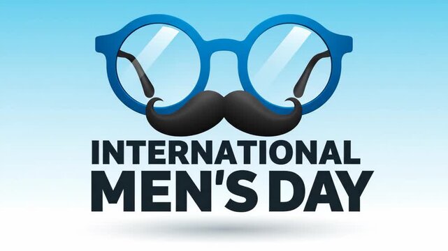 International Men's Day illustration with blue glasses and mustache