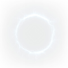 Electric blue circle with lightning effects on a transparent background created for design © tanandaa