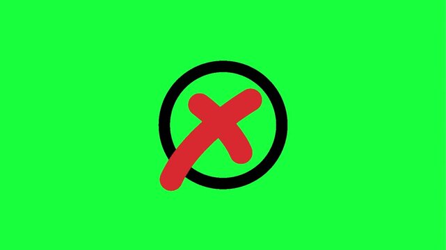 Red X symbol on green background for deletion or rejection