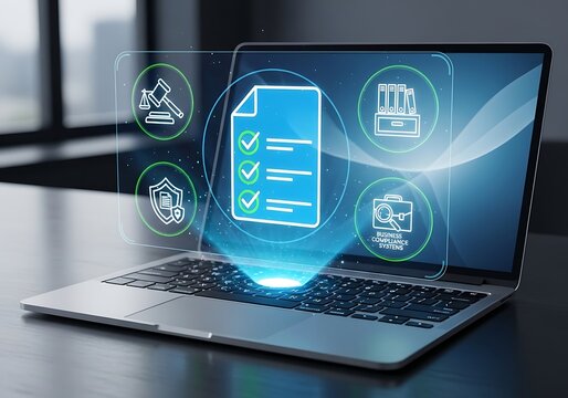 Corporate risk and compliance monitoring platform showing verified document checklist approval interface