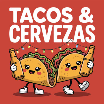 Tacos And Cervezas Funny Mexican Food Party T Shirt Design Printable
