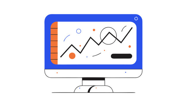 Digital Financial Line Graph On Computer Screen