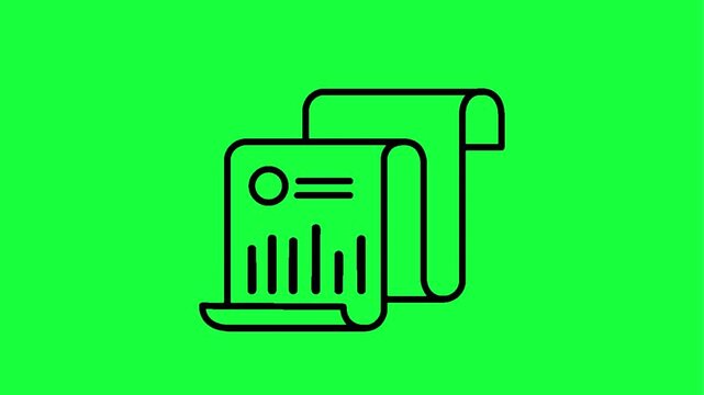 Animated graph report on modern printer with green screen