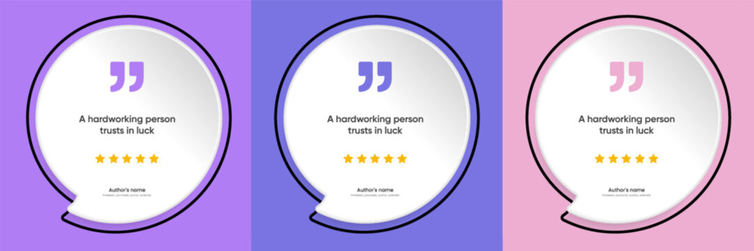 3D bubble testimonial banner, quote, infographic. Social media post template designs for quotes. Empty speech bubbles, quote bubbles and text box. Vector Illustration EPS10.