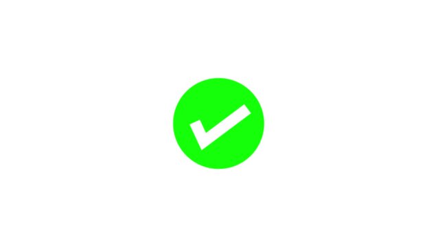 A vibrant green circle contains a white checkmark signifying approval
