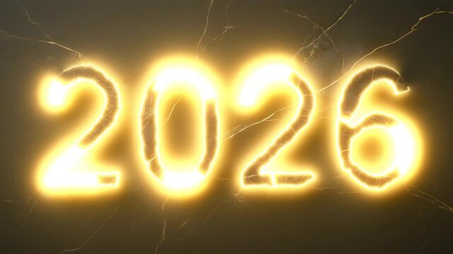 金継ぎの金線で描く新年2026の数字