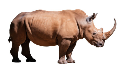 Obraz premium Majestic adult rhinoceros standing proudly in profile, showcasing its formidable horn