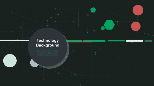 Black technology background with colorful geometric shapes