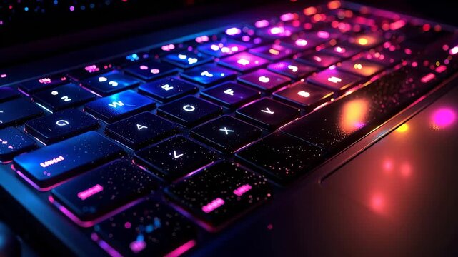 Keyboard's Colorful glow: A modern keyboard radiates vibrant and dynamic color schemes, it's an alluring vision of technological innovation.