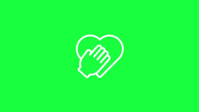 Hand forming heart shape on green screen background
