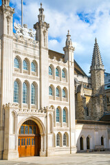 Naklejka premium Guildhall Plaza with government buildings, Guildhall Art Gallery and St Lawrence Jewry. City of London 