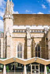 Naklejka premium Guildhall Plaza with government buildings, Guildhall Art Gallery and St Lawrence Jewry. City of London 