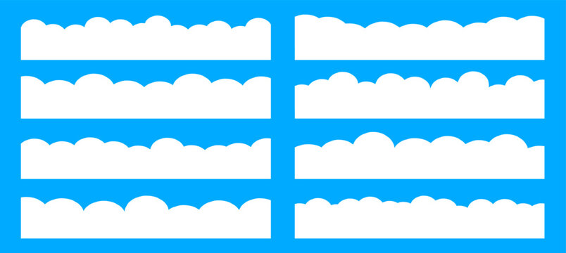 Set of simple cloud border, footer silhouettes in a clean, flat design