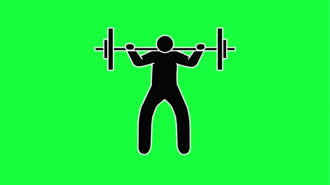 Person lifting weights on green screen for fitness and exercise concepts