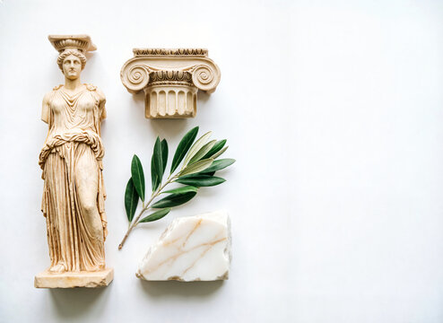 Flat lay: elements of Greek architecture