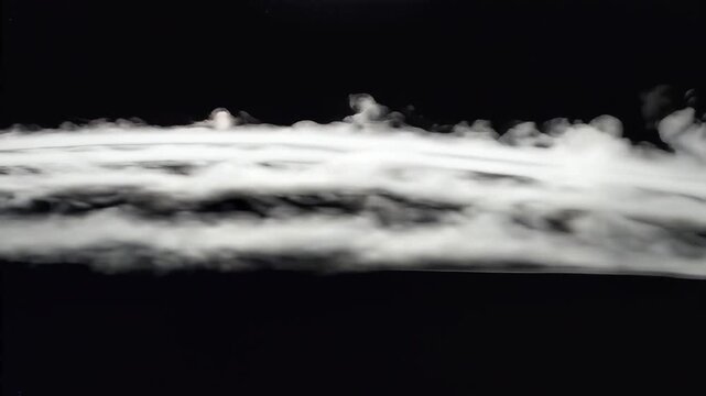 White Smoke Stream Against Black Background