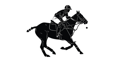 A dynamic depiction of a polo player on horseback in mid game rendered as a striking silhouette high quality professional detailed modern © CreativeAlim02