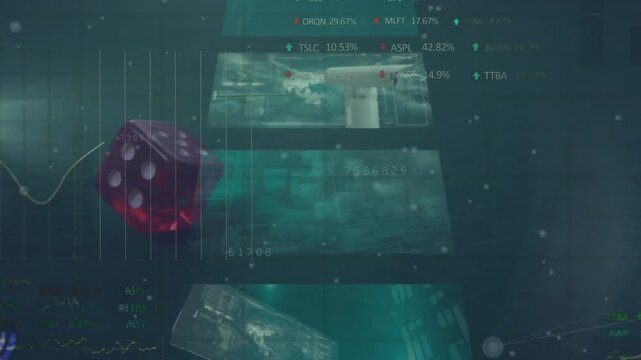 Animation of data processing over dice