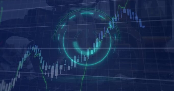 Animation of data processing over off button