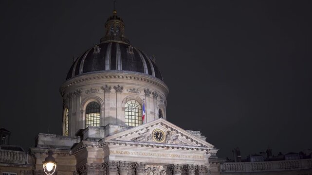 Dome of Institut de France Dome in Paris at night