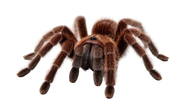 A fuzzy brown tarantula spider, a frightening and exotic hairy arachnid creature