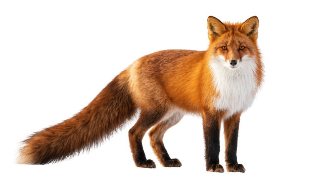 Majestic red fox standing and looking directly forward, a beautiful wild animal portrait