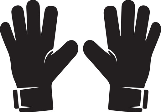 Black gloves, palm up, hand icons, vector graphics, work gloves