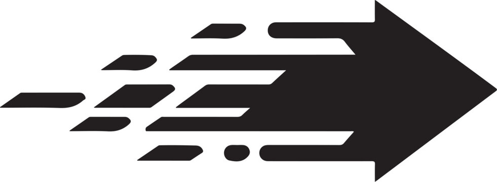 Black arrow, speed arrow, motion icon, directional symbol, vector graphic