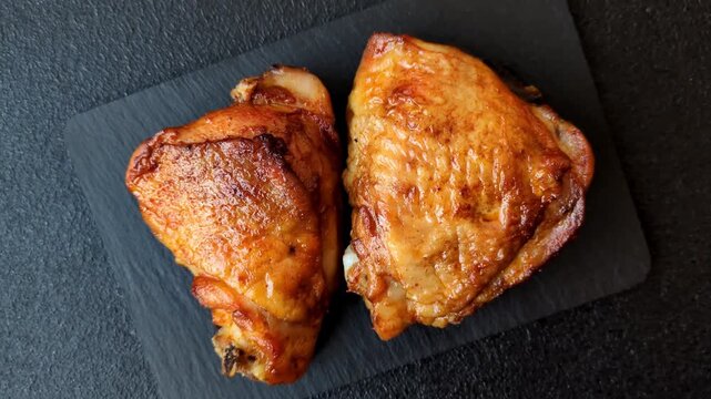 Grilled or barbecued chicken legs, spicy meat cooked with salt and spices. Grilled chicken legs as a food background for your design