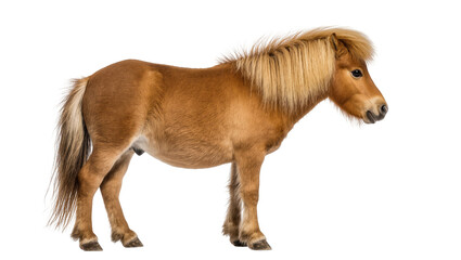 Stunning side profile of a beautiful light brown Icelandic pony with a flowing blonde mane © Antonio